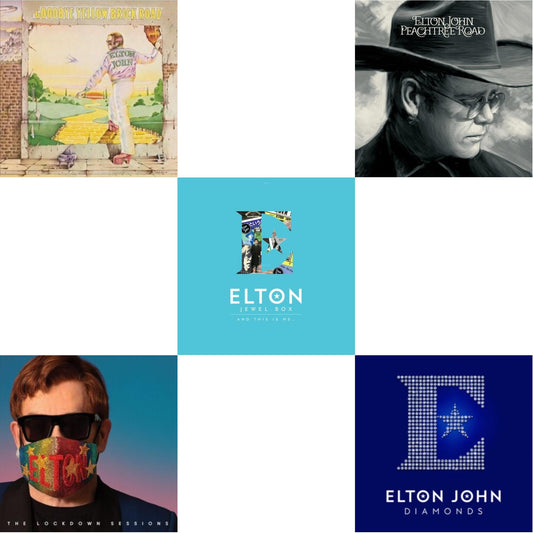 Elton John - Lockdown Sessions (Blue Vinyl/2LP) (X) & Peachtree Road (2LP) & Jewel Box (2LP - And This Is Me) & Goodbye Yellow Brick Road & Diamonds (2LP)