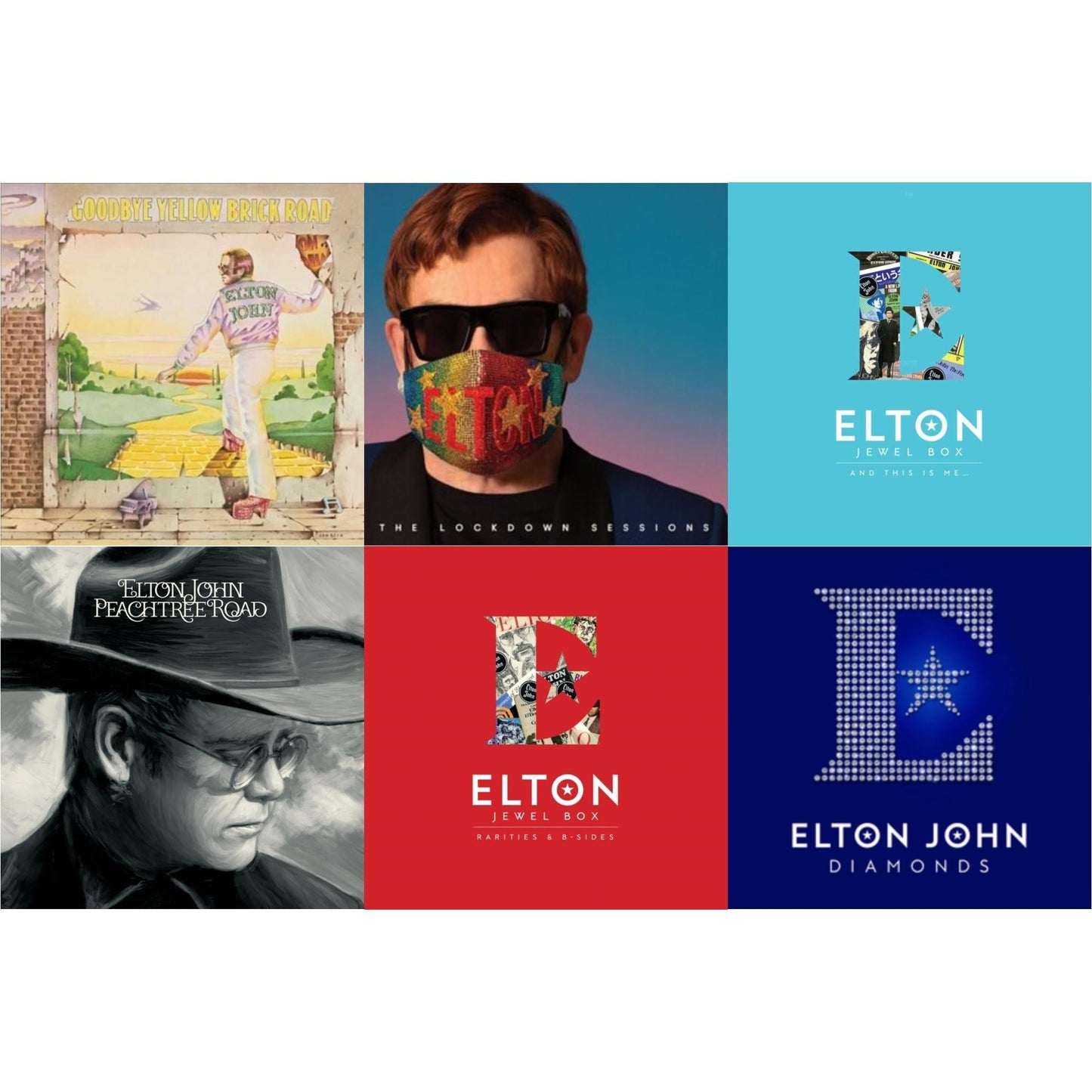 Elton John - Lockdown Sessions (Blue Vinyl/2LP) (X) & Peachtree Road (2LP) & Jewel Box (3LP - Rarities & B-Sides) & Jewel Box (2LP - And This Is Me) & Goodbye Yellow Brick Road & Diamonds (2LP)