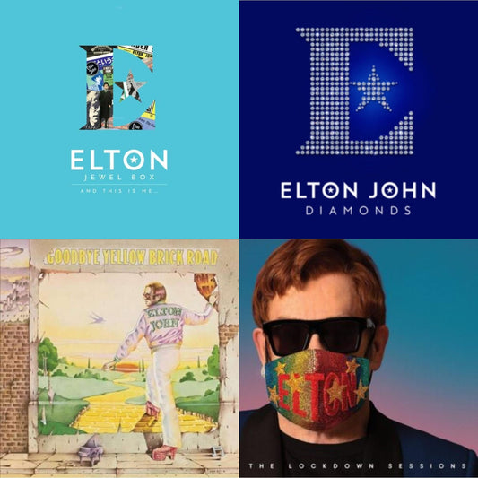 Elton John - Lockdown Sessions (Blue Vinyl/2LP) (X) & Jewel Box (2LP - And This Is Me) & Goodbye Yellow Brick Road & Diamonds (2LP)