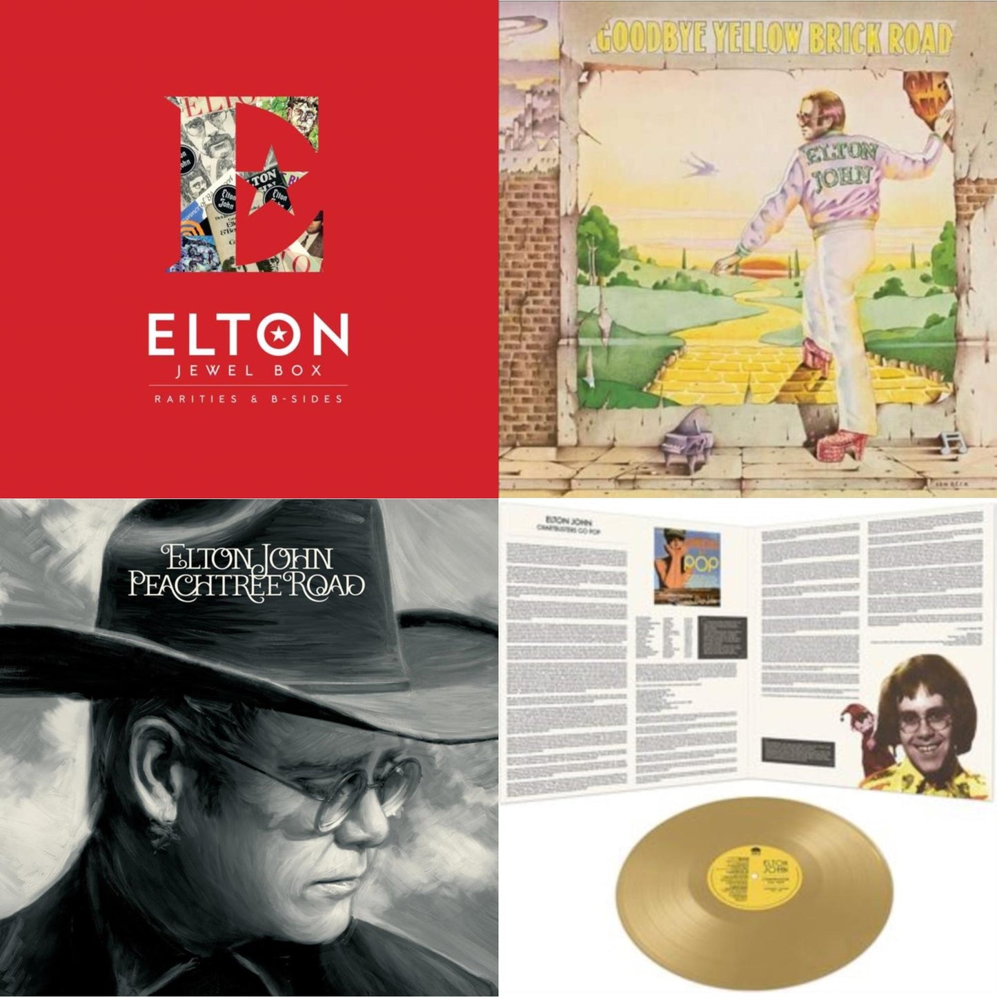 Elton John - Peachtree Road (2LP) & Jewel Box (3LP - Rarities & B-Sides) & Goodbye Yellow Brick Road & Chartbusters Go Pop - Legendary Covers '69 / '70 (Gold LP Vinyl)