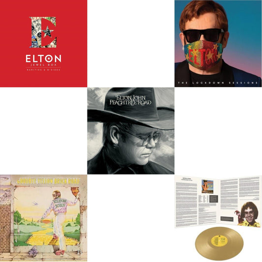 Elton John - Lockdown Sessions (Blue Vinyl/2LP) (X) & Peachtree Road (2LP) & Jewel Box (3LP - Rarities & B-Sides) & Goodbye Yellow Brick Road & Chartbusters Go Pop - Legendary Covers '69 / '70 (Gold LP Vinyl)