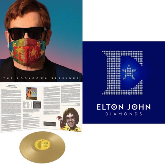 Elton John - Lockdown Sessions (Blue Vinyl/2LP) (X) & Diamonds (2LP) & Chartbusters Go Pop - Legendary Covers '69 / '70 (Gold LP Vinyl)
