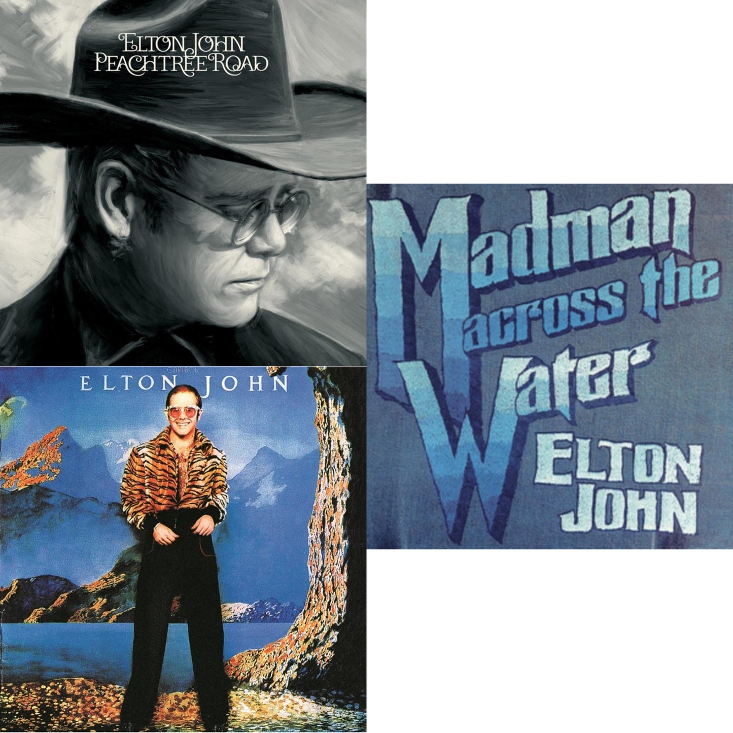 Elton John - Peachtree Road (2LP) & Caribou (50Th Anniversary Edition/2LP/Blue Vinyl) & Madman Across The Water (LP)