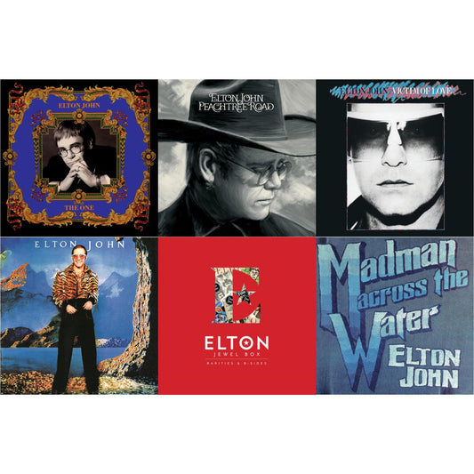 Elton John - One (2LP) & Peachtree Road (2LP) & Victim Of Love & Caribou (50Th Anniversary Edition/2LP/Blue Vinyl) & Jewel Box (3LP - Rarities & B-Sides) & Madman Across The Water (LP)