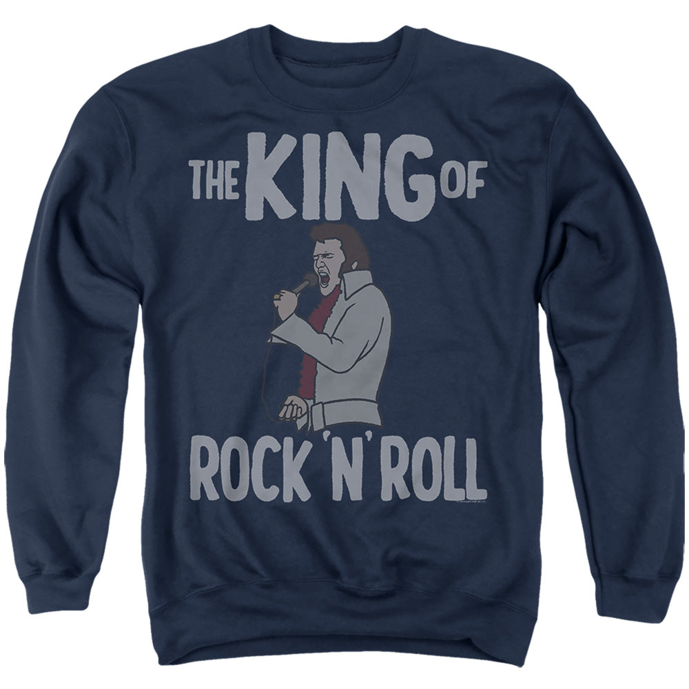 Elvis King Of Rock N Roll Mens Crewneck Sweatshirt Navy