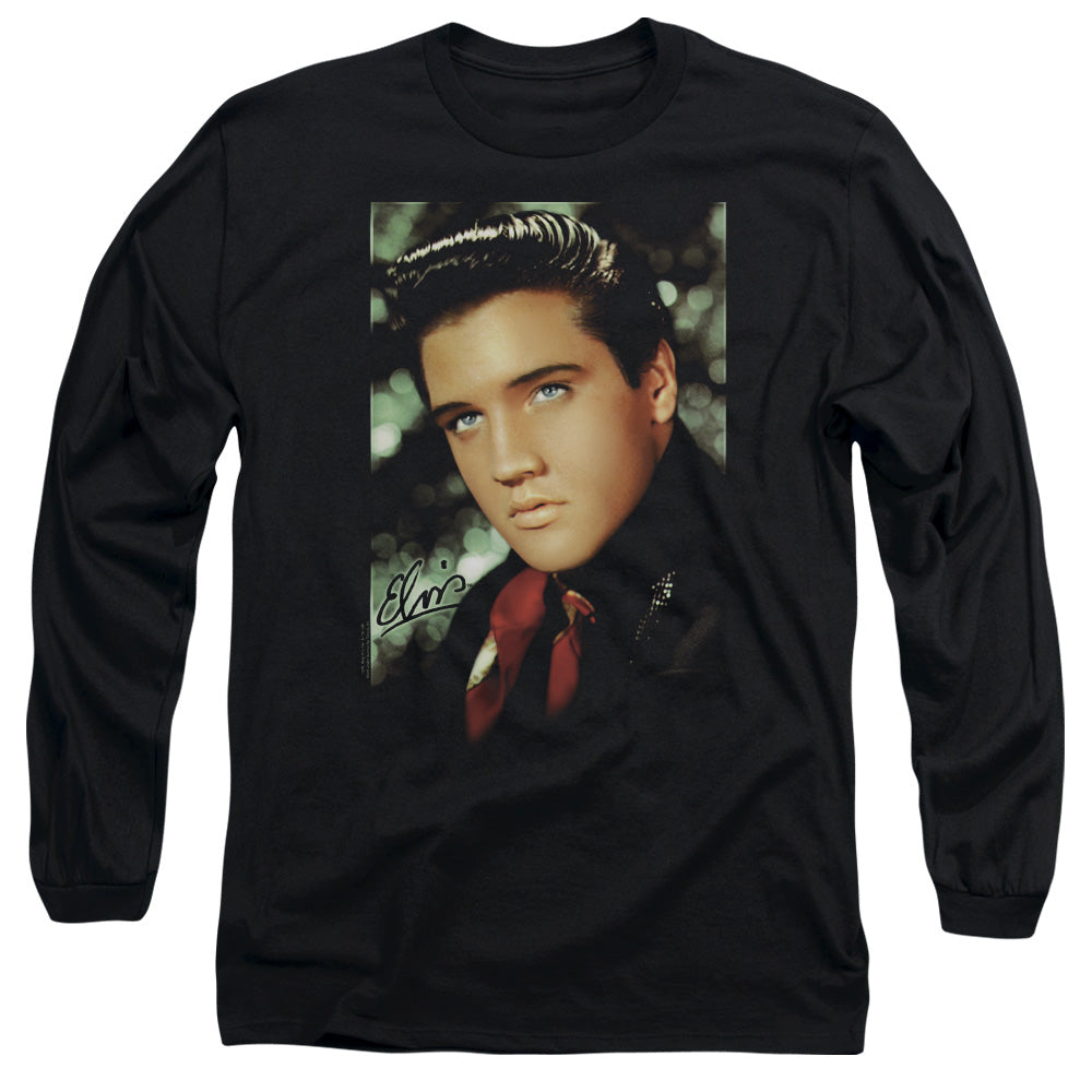Elvis Presley Red Scarf Mens Long Sleeve Shirt Black Officially Licensed