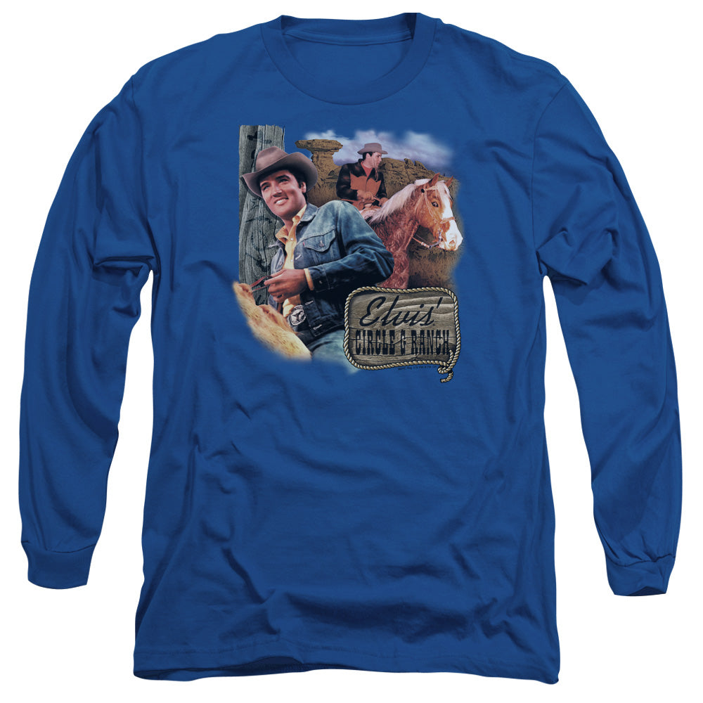 Elvis Presley Ranch Mens Long Sleeve Shirt Royal Blue