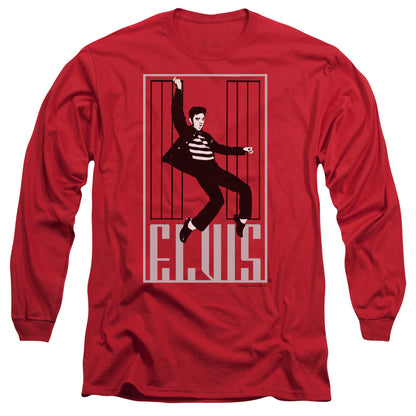 Elvis Presley One Jailhouse Mens Long Sleeve Shirt Red Officially Licensed