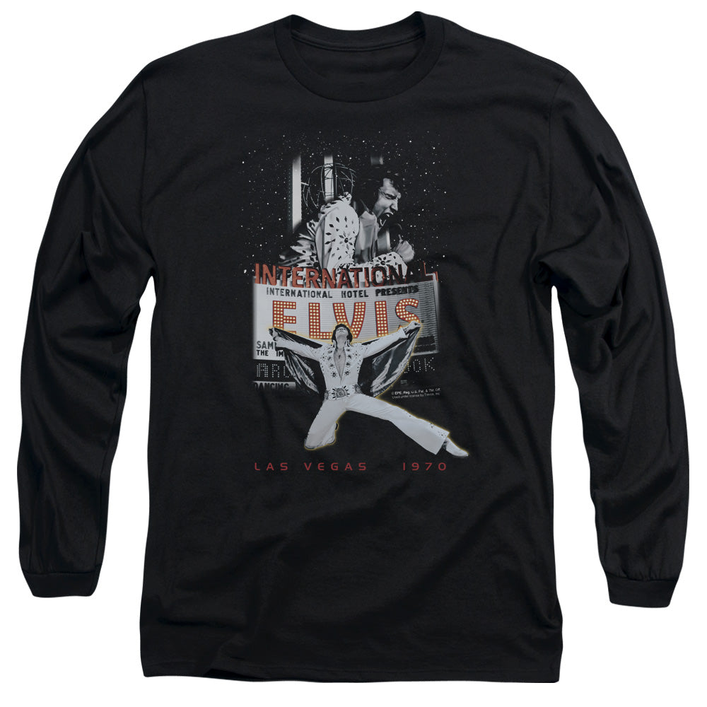 Elvis Presley Las Vegas Mens Long Sleeve Shirt Black Officially Licensed