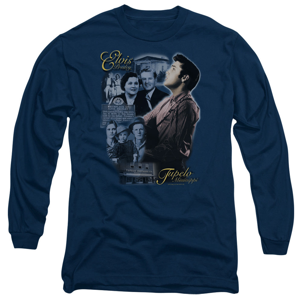 Elvis Presley Tupelo Mens Long Sleeve Shirt Navy Officially Licensed