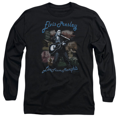 Elvis Presley Memphis Mens Long Sleeve Shirt Black Officially Licensed Officially Licensed