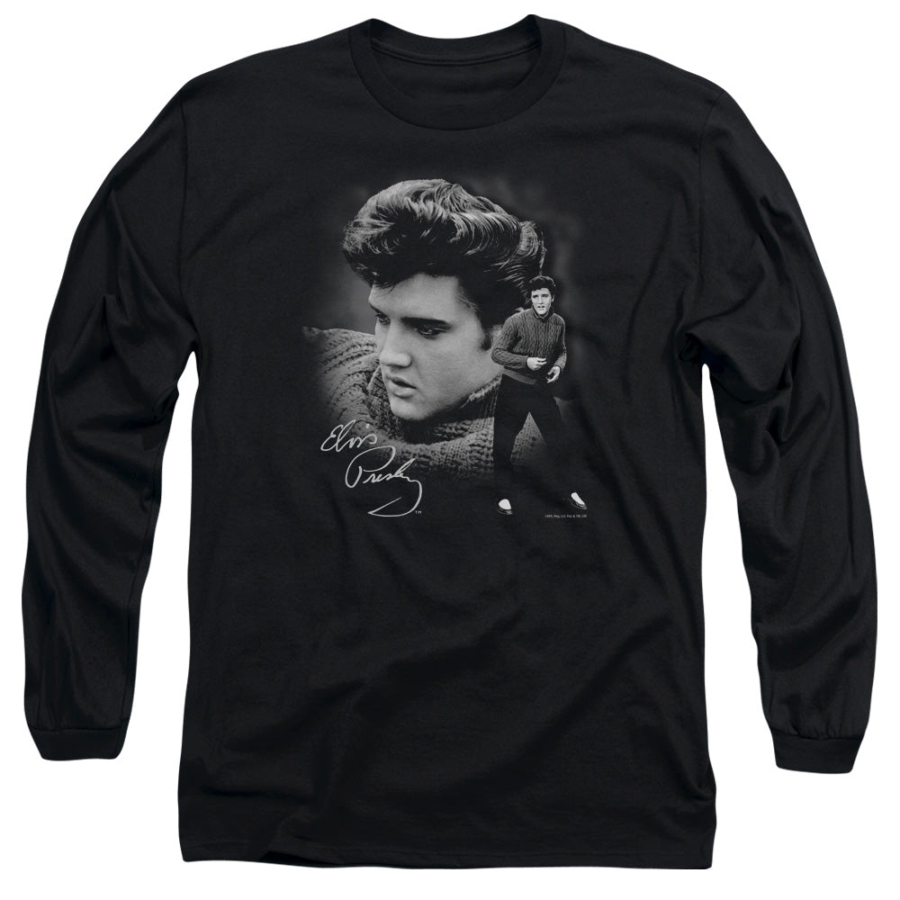 Elvis Presley Sweater Mens Long Sleeve Shirt Black Officially Licensed