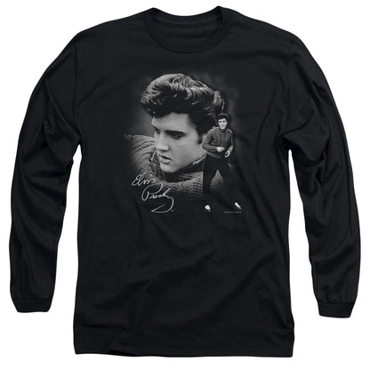Elvis Presley Sweater Mens Long Sleeve Shirt Black Officially Licensed