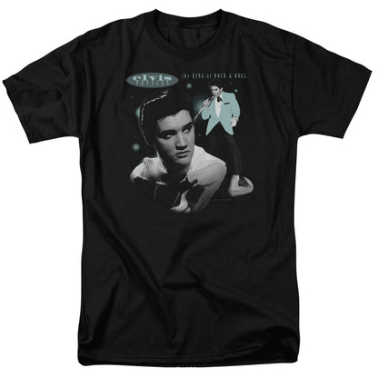 Elvis Presley Teal Portrait Mens T Shirt Black