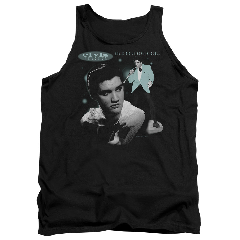 Elvis Presley Teal Portrait Mens Tank Top Shirt Black