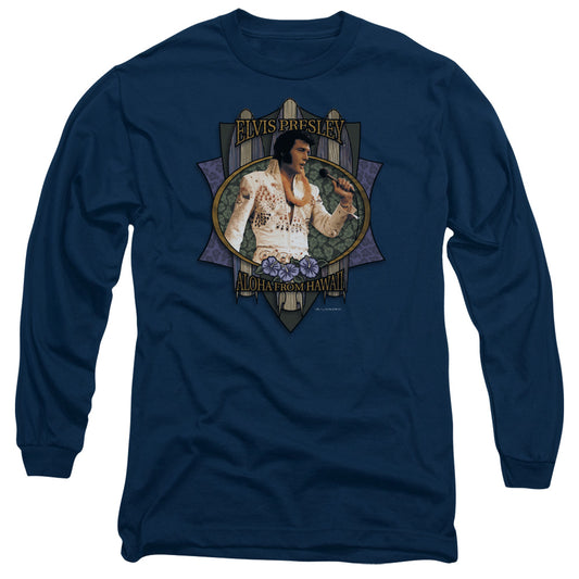 Elvis Presley Aloha From Hawaii Mens Long Sleeve Shirt Navy Officially Licensed