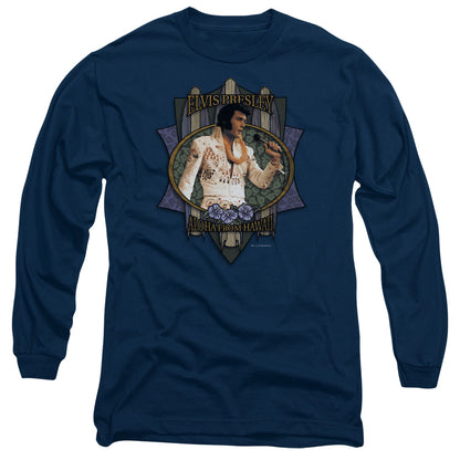 Elvis Presley Aloha From Hawaii Mens Long Sleeve Shirt Navy Officially Licensed