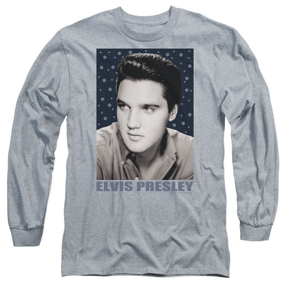 Elvis Presley Blue Sparkle Mens Long Sleeve Shirt Athletic Heather Officially Licensed