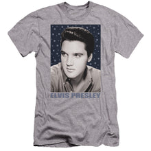 Load image into Gallery viewer, Elvis Presley Blue Sparkle Premium Bella Canvas Slim Fit Mens T Shirt Athletic Heather