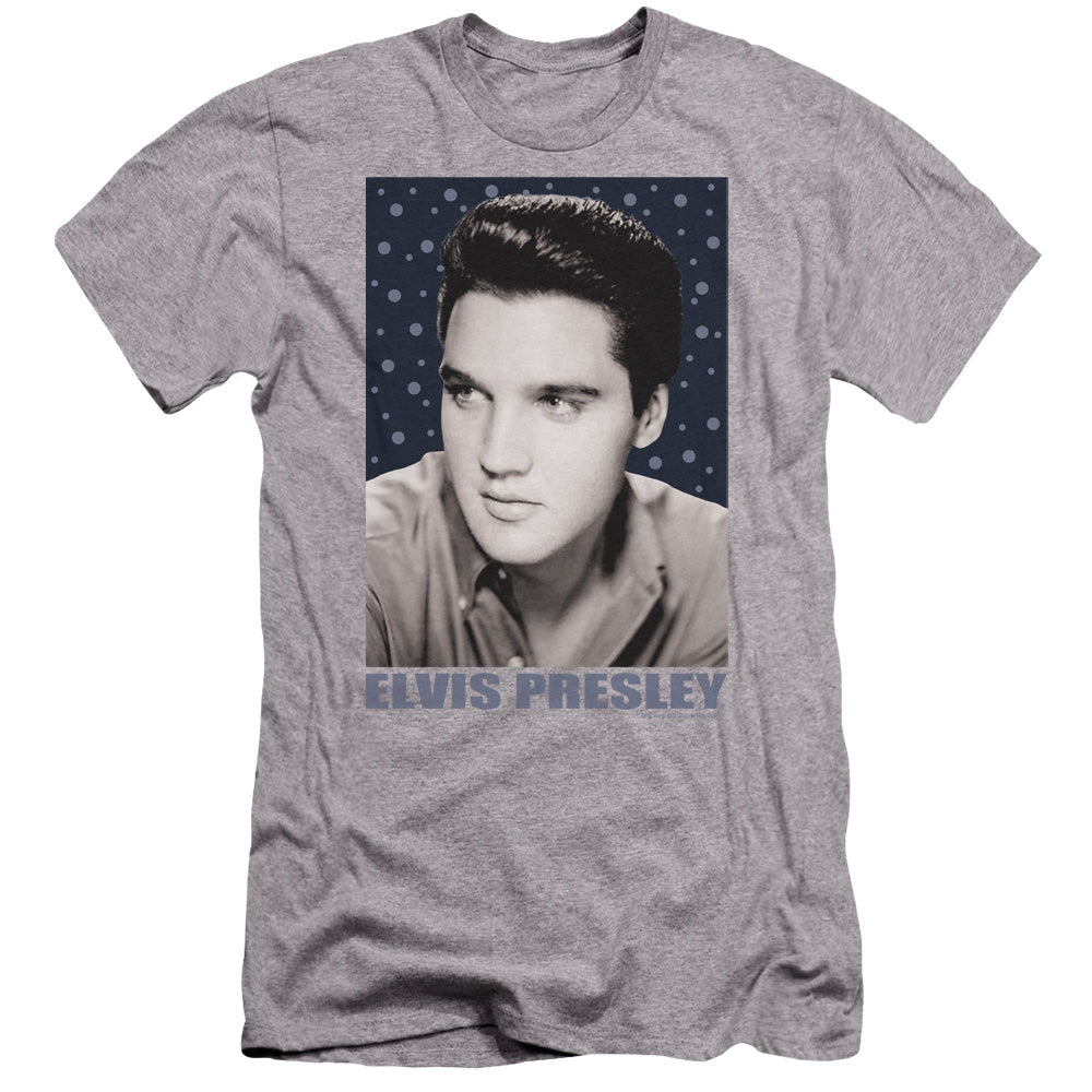 Elvis Presley Blue Sparkle Premium Bella Canvas Slim Fit Mens T Shirt Athletic Heather