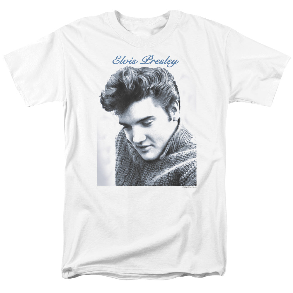 Elvis Presley Script Sweater Mens T Shirt White