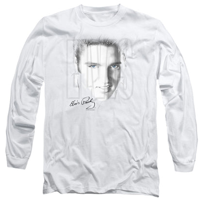 Elvis Presley Blue Eyes Mens Long Sleeve Shirt White Officially Licensed Officially Licensed