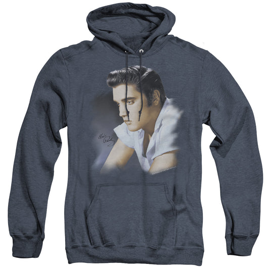 Elvis Presley Blue Profile Heather Mens Hoodie Navy Officially Licensed