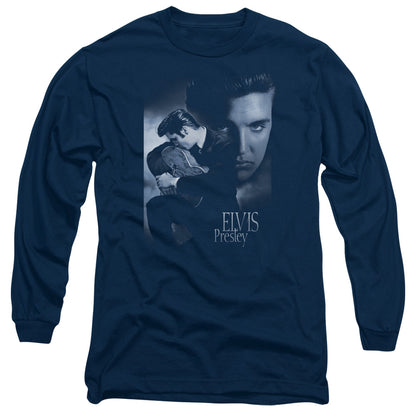Elvis Presley Reverent Mens Long Sleeve Shirt Navy Officially Licensed