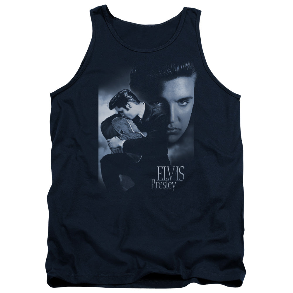 Elvis Presley Reverent Mens Tank Top Shirt Navy