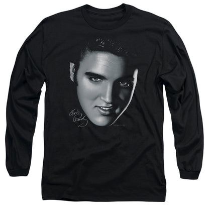 Elvis Presley Big Face Mens Long Sleeve Shirt Black Officially Licensed Officially Licensed