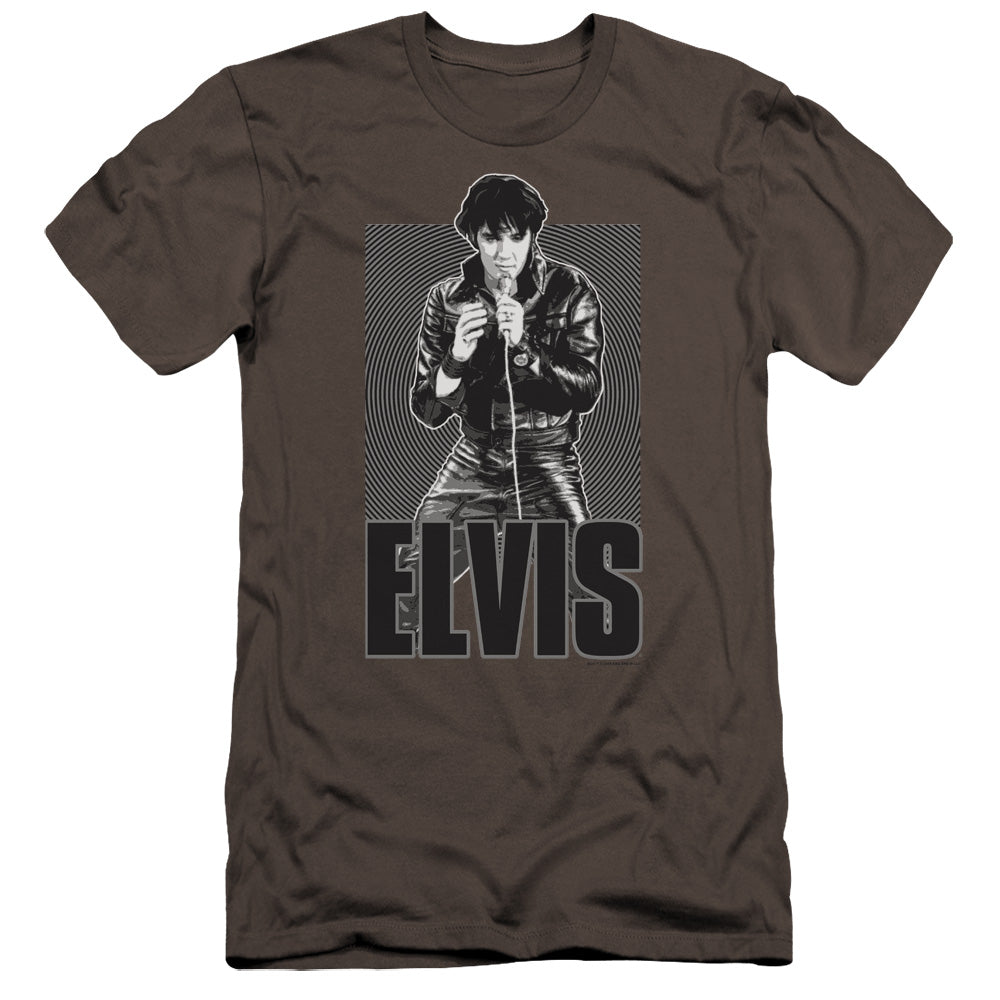 Elvis Presley Leather Premium Bella Canvas Slim Fit Mens T Shirt Charcoal