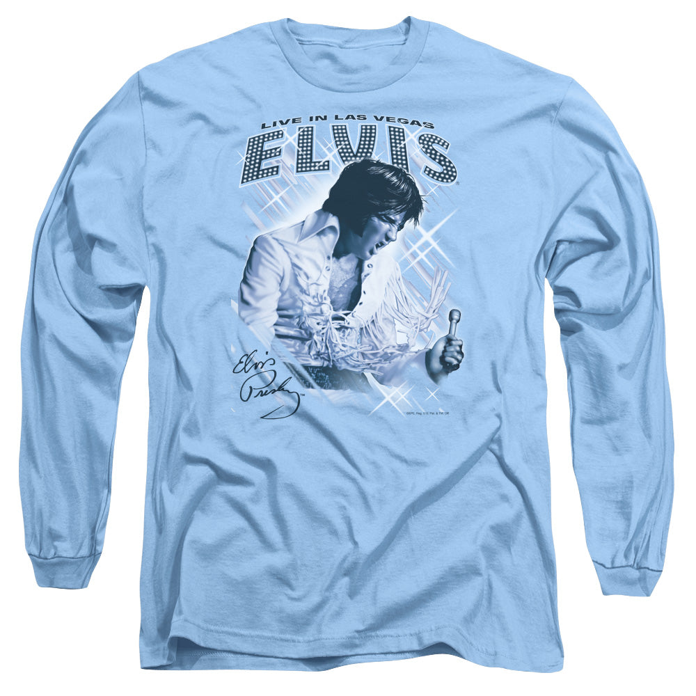 Elvis Presley Blue Vegas Mens Long Sleeve Shirt Carolina Blue Officially Licensed Officially Licensed