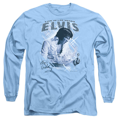Elvis Presley Blue Vegas Mens Long Sleeve Shirt Carolina Blue Officially Licensed Officially Licensed