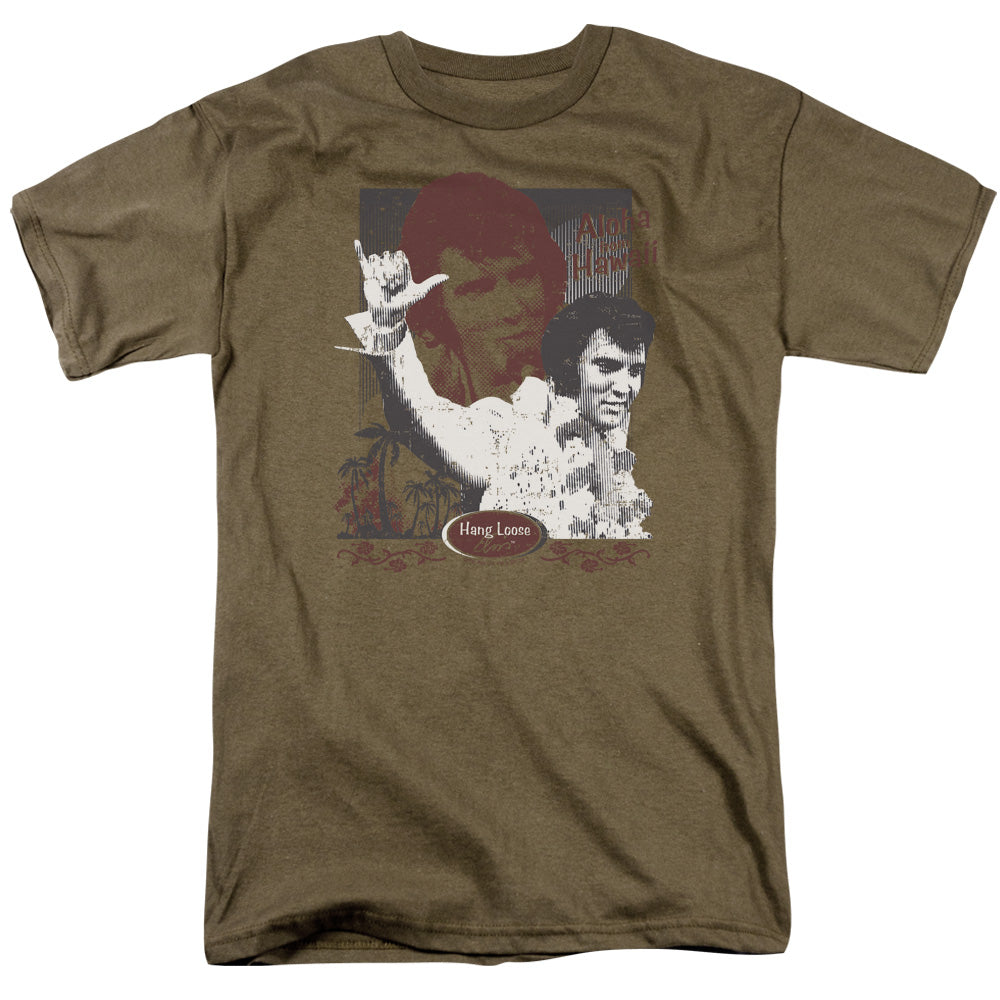 Elvis Presley Aloha Hang Loose Mens T Shirt Safari Green