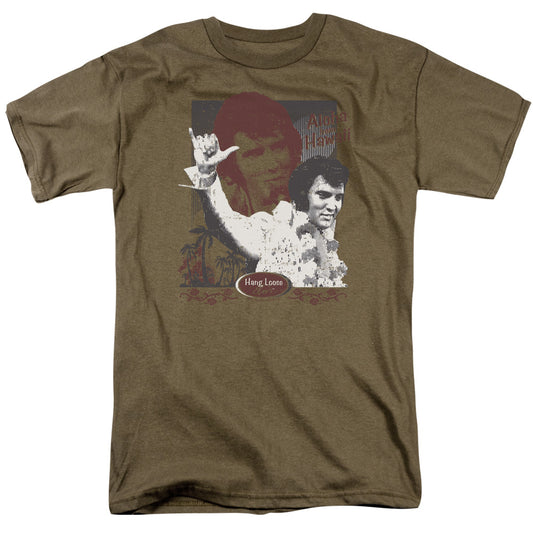 Elvis Presley Aloha Hang Loose Mens T Shirt Safari Green