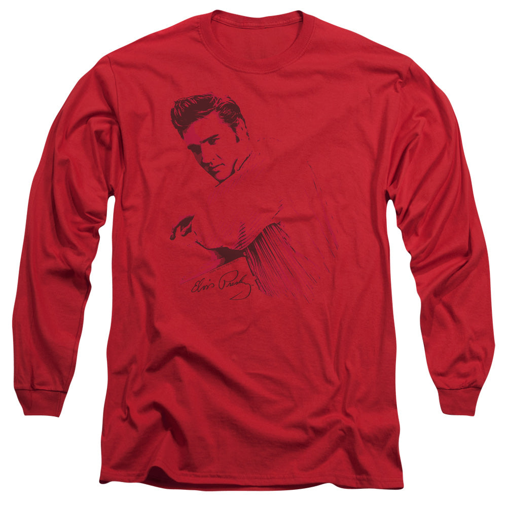 Elvis Presley On The Range Mens Long Sleeve Shirt Red