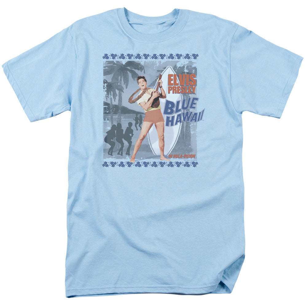 Elvis Presley Blue Hawaii Poster Mens T Shirt Light Blue