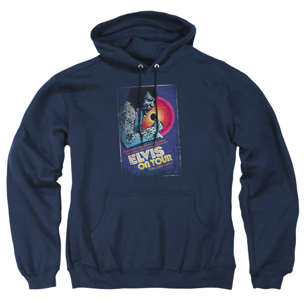 Elvis Presley On Tour Poster Mens Hoodie Navy Officially Licensed