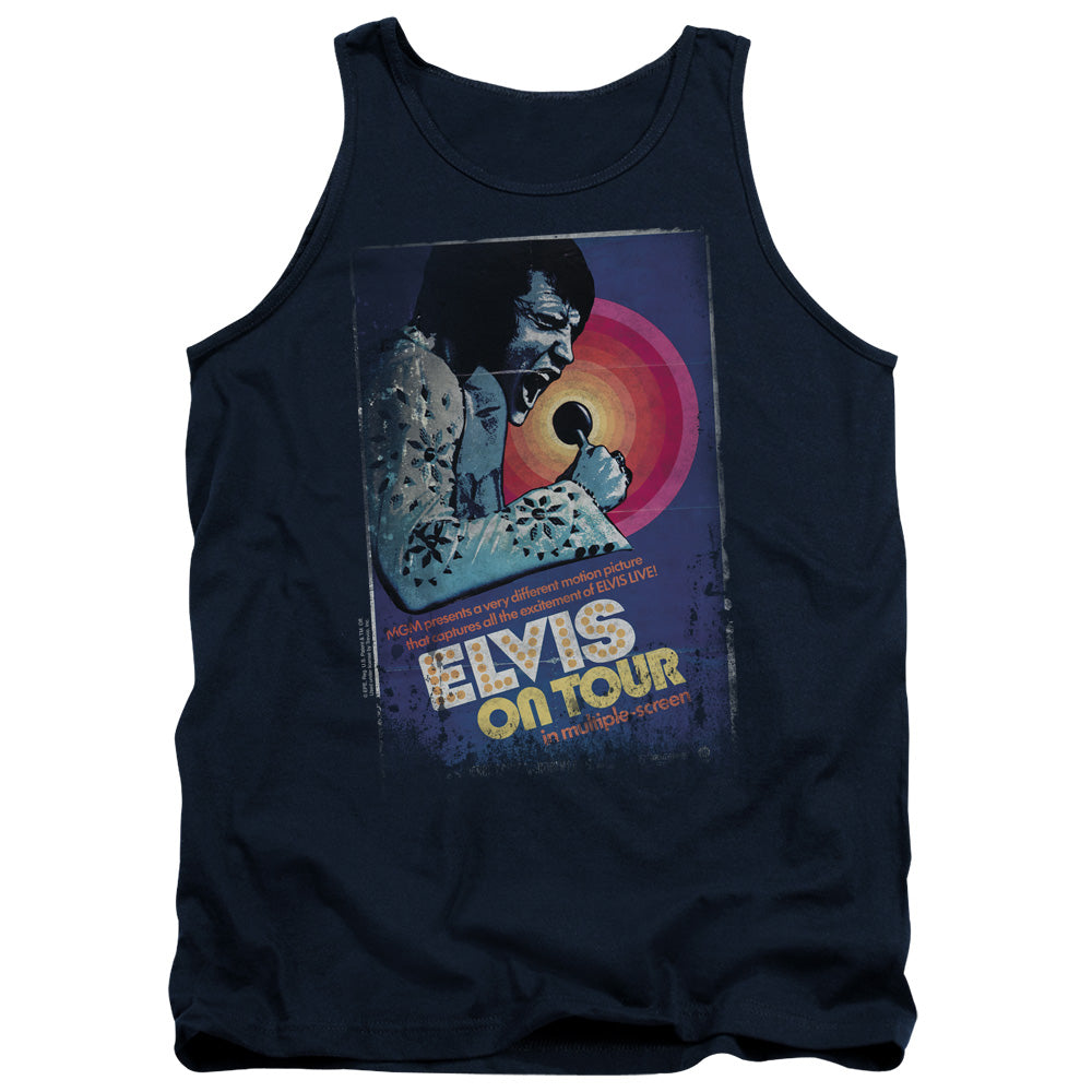 Elvis Presley On Tour Poster Mens Tank Top Shirt Navy