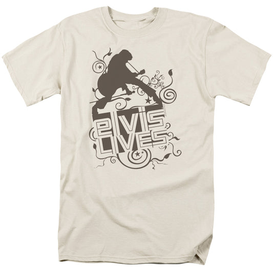 Elvis Presley Elvis Lives Mens T Shirt Cream