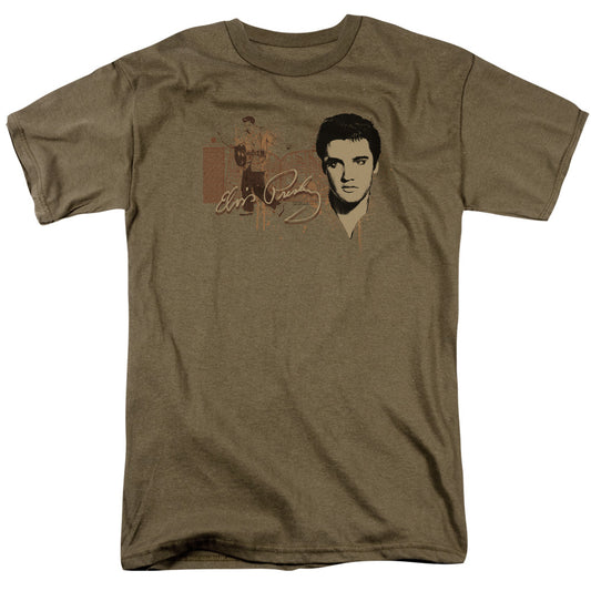 Elvis Presley At The Gates Mens T Shirt Safari Green