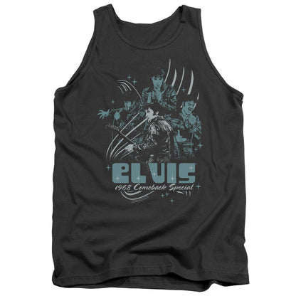 Elvis Presley 68 Leather Mens Tank Top Shirt Charcoal