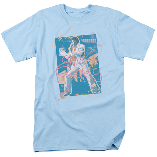 Elvis Presley Splatter Hawaii Mens T Shirt Carolina Blue