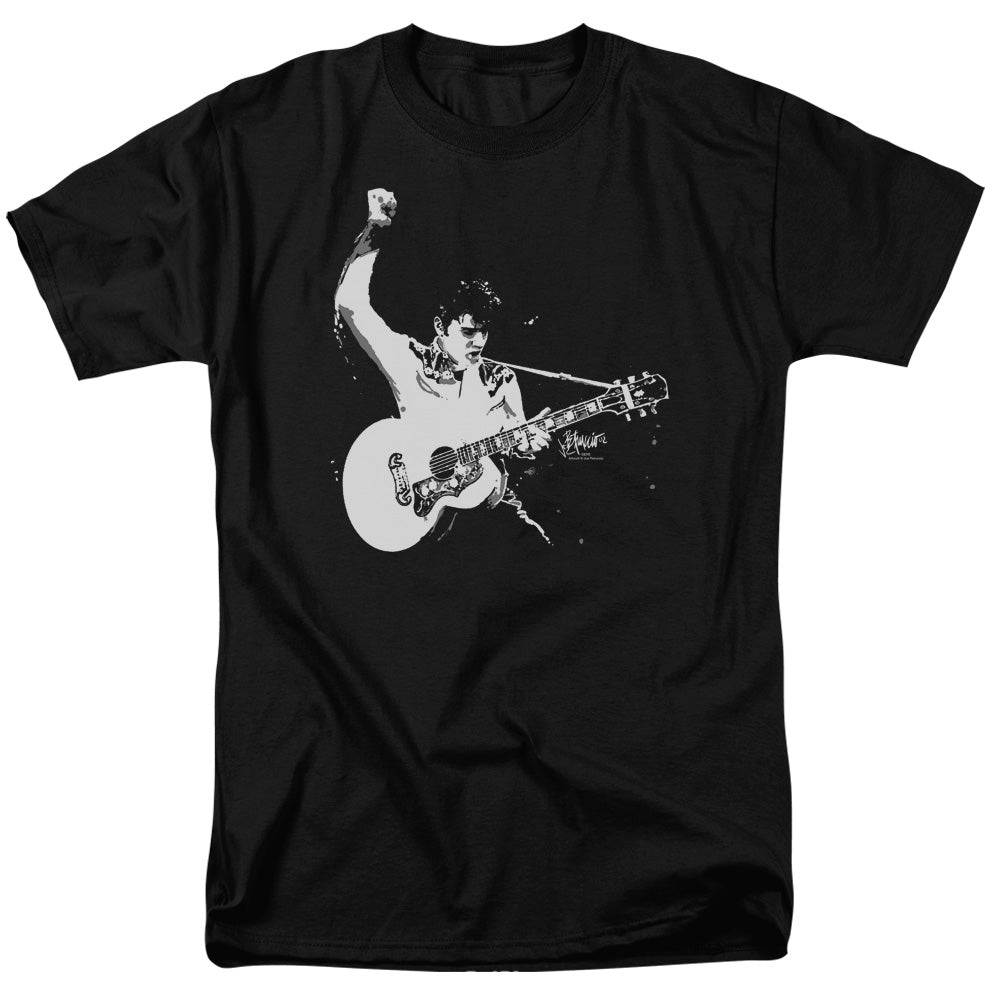 Elvis Presley Black&White Guitarman Mens T Shirt Black