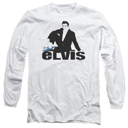 Elvis Presley Blue Suede Mens Long Sleeve Shirt White Officially Licensed Officially Licensed