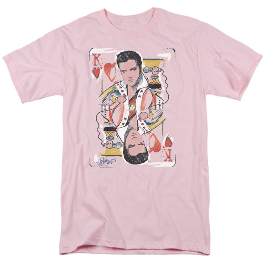 Elvis Presley King Of Hearts Mens T Shirt Pink