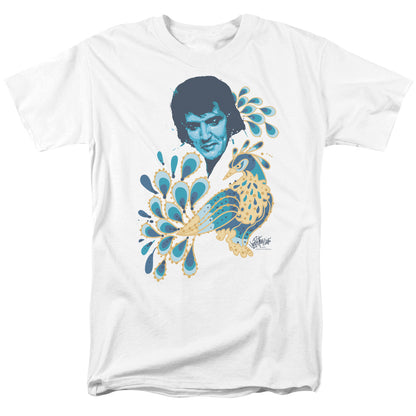 Elvis Presley Peacock Mens T Shirt White