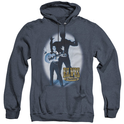 Elvis Presley Hands Up Heather Mens Hoodie Navy Officially Licensed