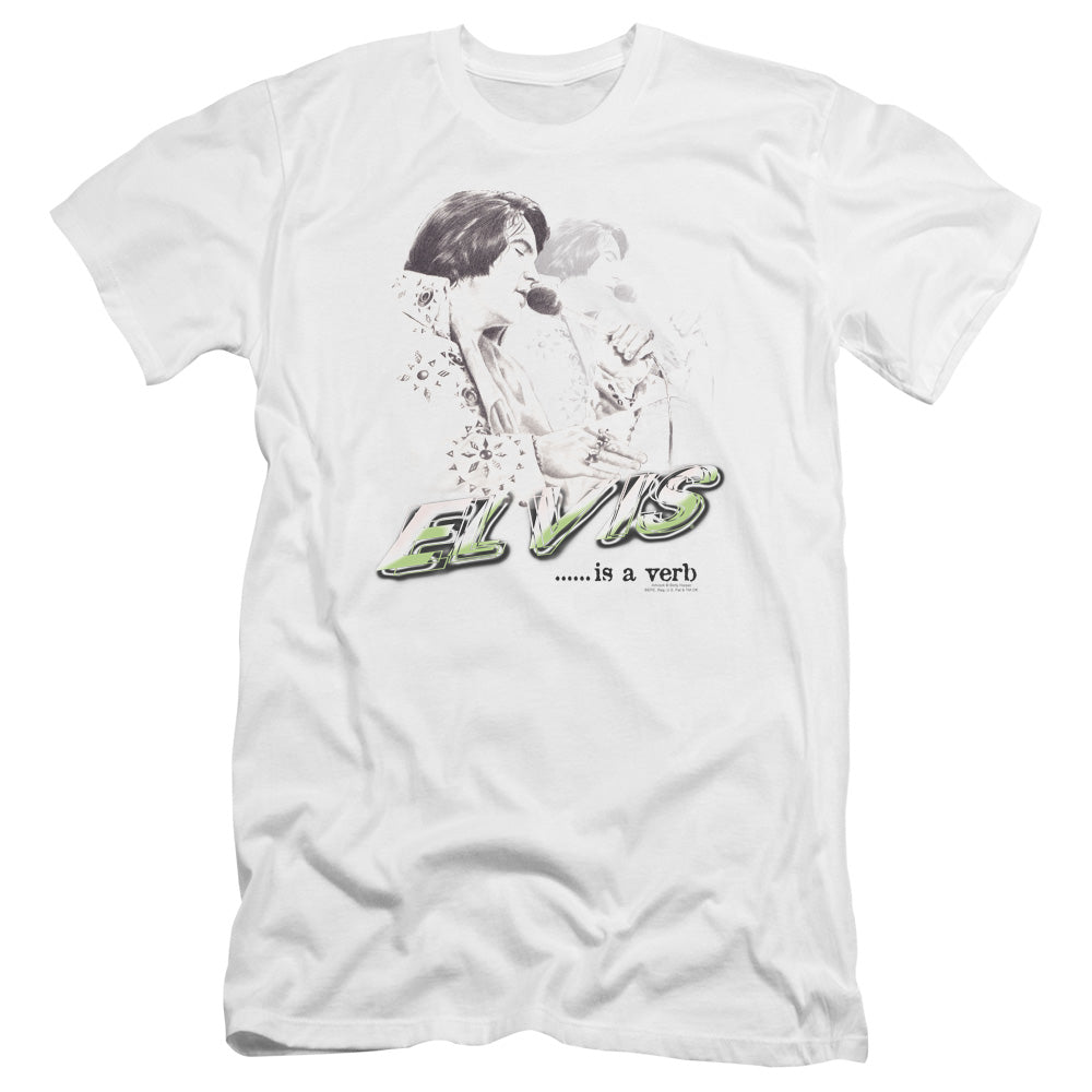 Elvis Presley Elvis Is A Verb Premium Bella Canvas Slim Fit Mens T Shirt White