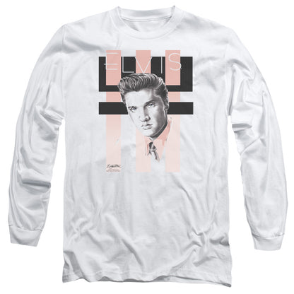 Elvis Presley Retro Mens Long Sleeve Shirt White Officially Licensed Officially Licensed